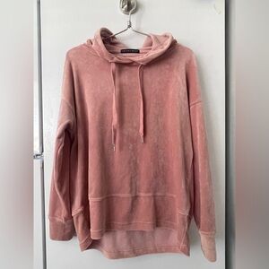 Harlowe & Graham Oversized Pink Velvet Hoodie